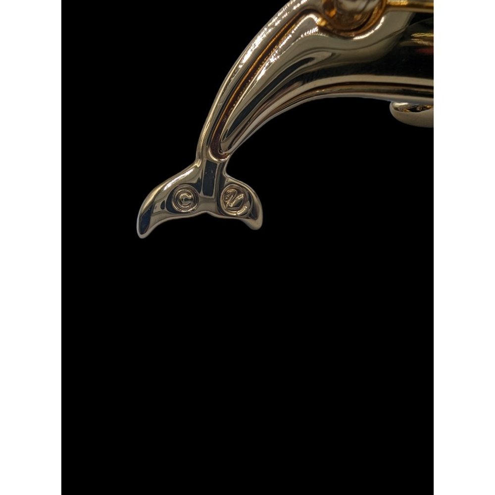 Swarovski Gold Tone Clear Crystals Gemstone Decorated Dolphin Brooch Pin - Picture 7 of 9